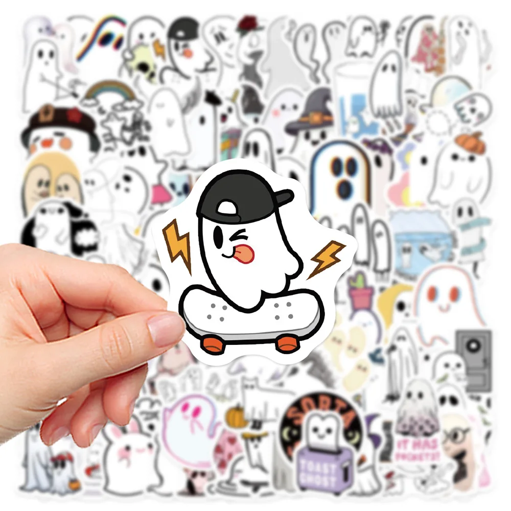 100pcs Halloween Ghost Cute Waterproof Graffiti Stickers for DIY Phone Guitar Laptop Suitcase Cup Cartoon Sticker Kids Toys