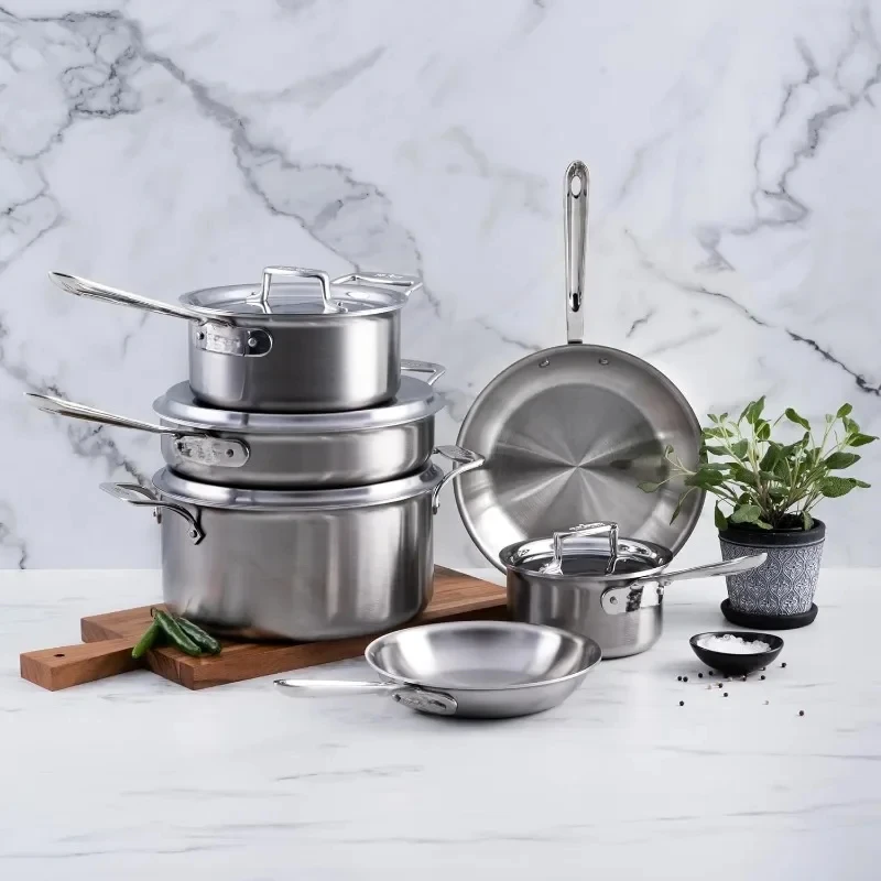 Stainless steel cookware set, suitable for induction cooker, oven grill, kitchen cooking set, pot set kitchen