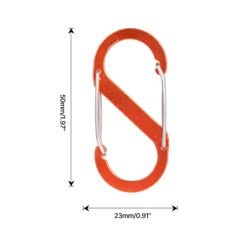 Aleaciones aluminio Mini mosquetón en forma gancho doble Clip, llaveros, accesorios Clip mosquetón para pesca,