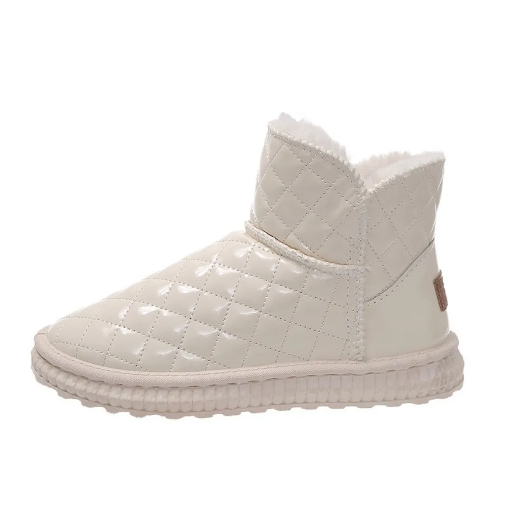 أحذية الثلوج الشتوية للنساء - أحذية قصيرة عصرية جديدة، أحذية كاحل مقاومة للماء مبطنة بالصوف الدافئ غير قابلة للانزلاق مقاس كبير