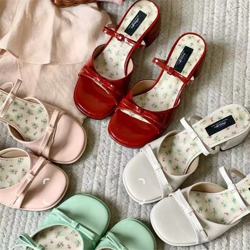 Nuevas Sandalias de Tacón Grueso con Lazo Estilo Hada Francesa 2026 para Mujer, Elegantes y Versátiles para Combinar con Vestidos