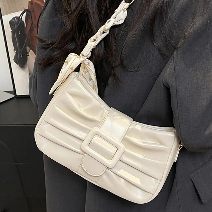 

Fashion Solid Women's Shoulder Bag 2025 New Artificial Leather Square Underarm Bags Female Handbags For Daily Used and Gift