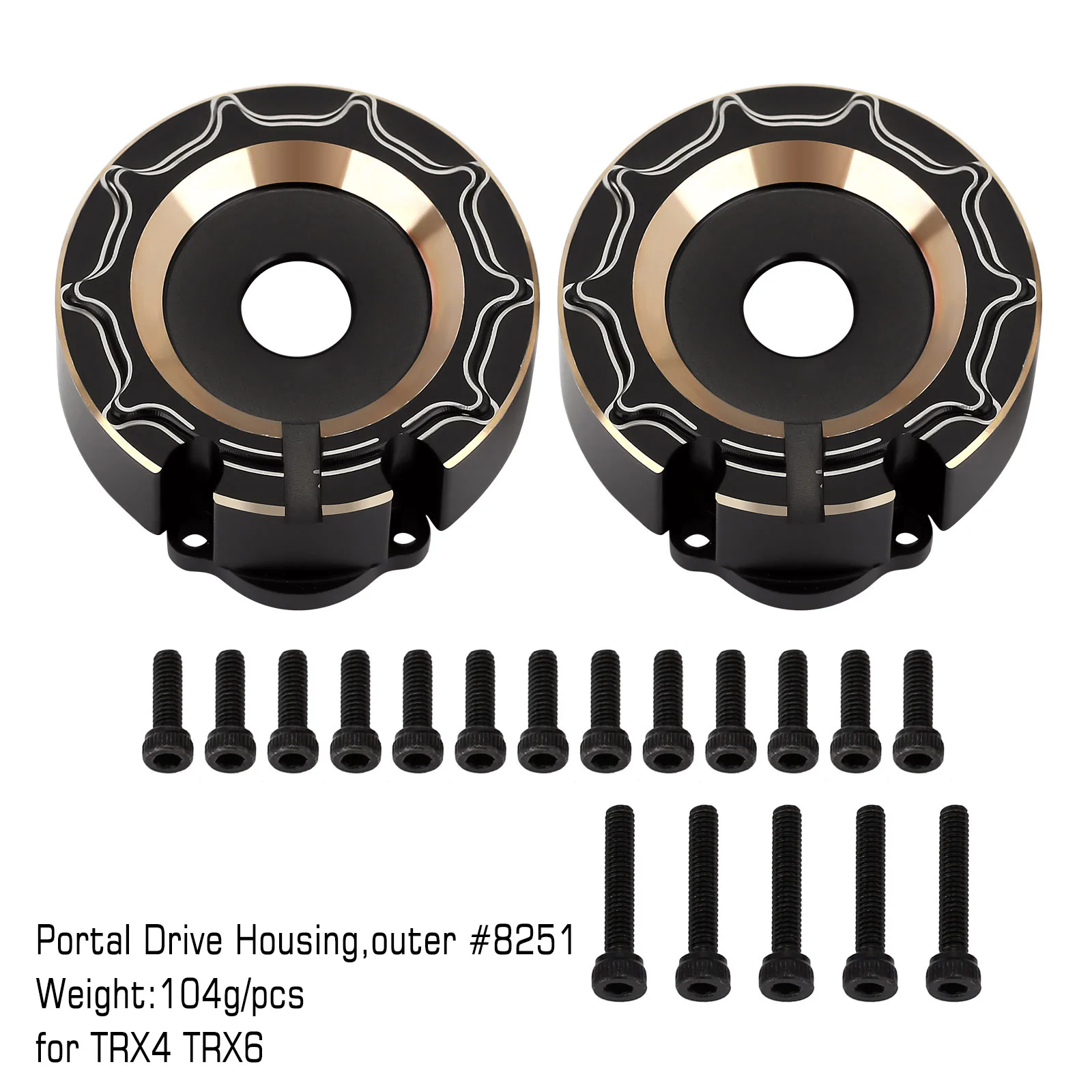 INJORA Schwere schwarze Beschichtung Messing Gegengewicht Portalantriebsgehäuse für 1/10 RC Crawler Car TRX4 TRX6 Upgrade-Teile