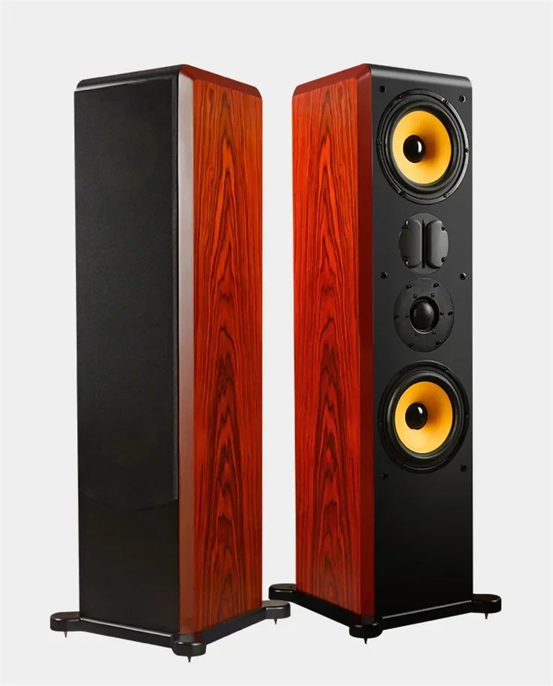 HV-8SPLUS Speaker Dual 8 Inch 3 Frequency Aluminum Belt Tweeter Solid Wood Leather Loudspeakers HIFI Speaker Home Audio