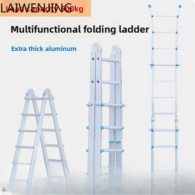 

HLZ Multifunctional Folding Herringbone Ladder Extra Thickened Telescopic Ladder Household