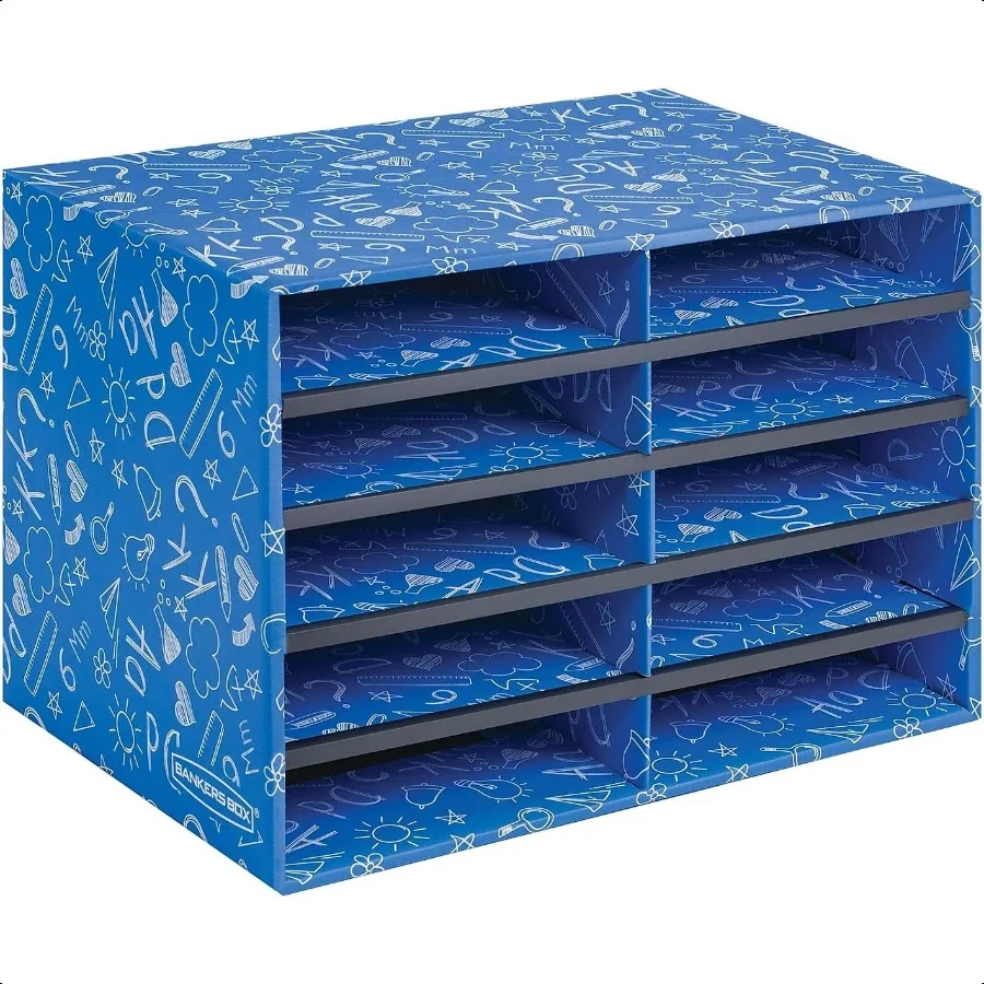 صندوق المصرفيين مجموعة الفصول الدراسية 10 فارز البريد المقصورة 19.5 × 12.375 أزرق 3384201