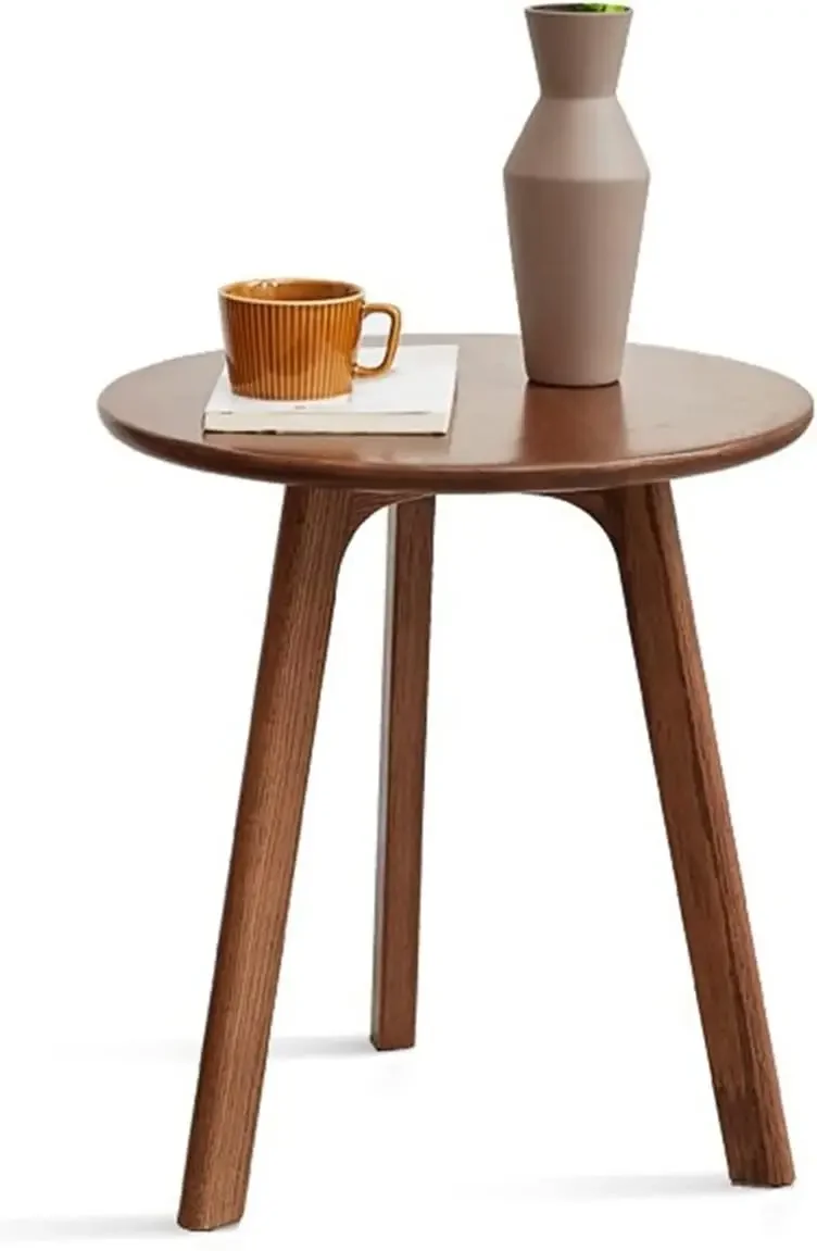 

Round Side Table - 100% Natural Solid Wood - 3 Legged Wood End Table for Living Room - Small, Elegant Round End Table- Eco