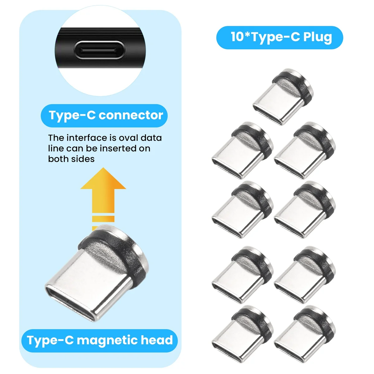 Enchufe de Cable magnético redondo, 8 pines, tipo C, carga rápida, cargador magnético para teléfono, 10 unidades por juego