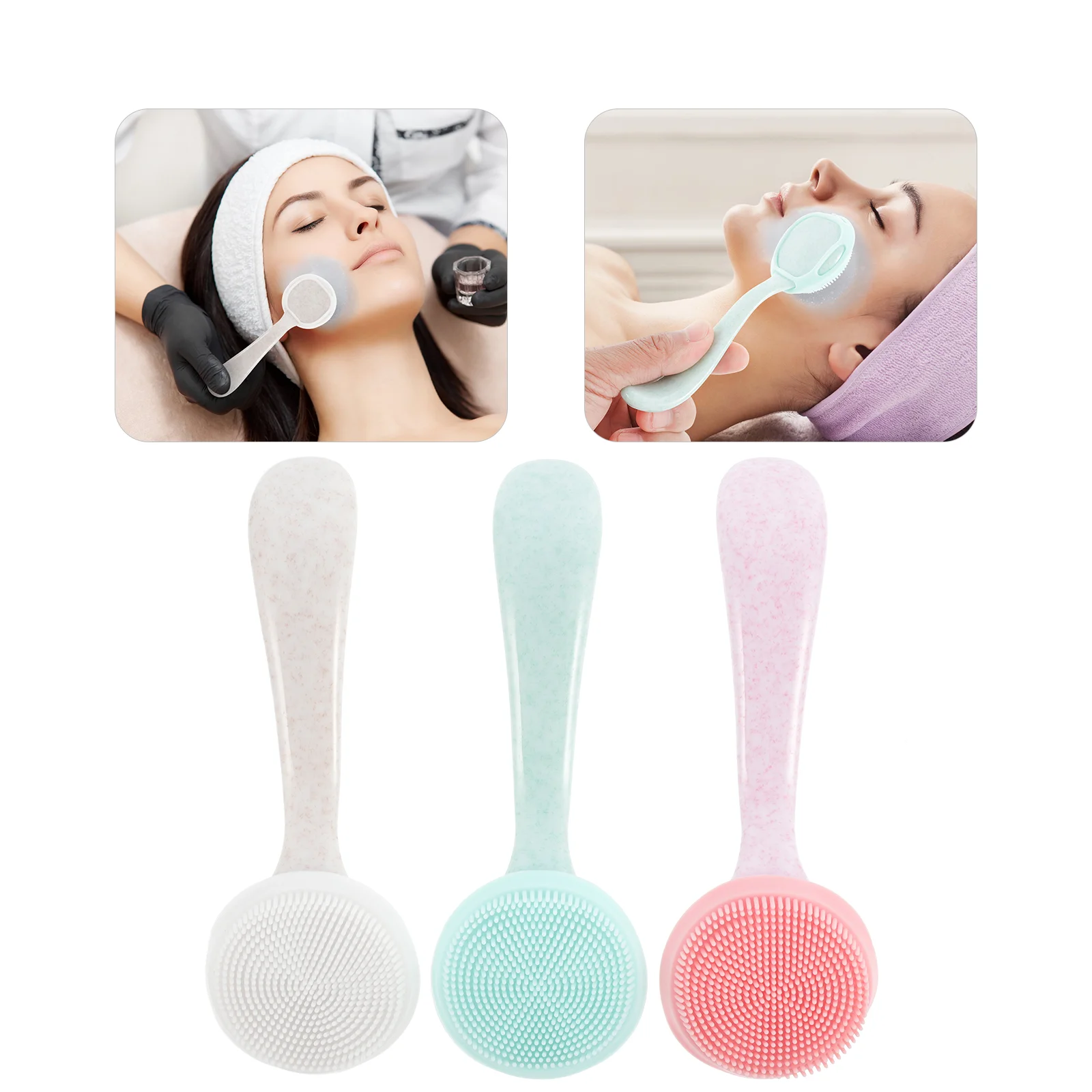 3 Pcs Cleansing Brush Facial Brushes Make up Face Cleaner Pink Stuff Cleanser Hair Tool