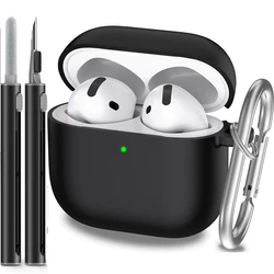 for AirPods 4th Generation Case Cover 2024, Military Grade Soft Silicone Shock-Absorbing for AirPods 4 Case with Keychain & Clea