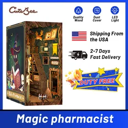 CUTEBEE DIY Book Nook Miniature House Dollhouse Booknook Touch Light Model Building Toy for Decoration Gifts Magic Pharmacist