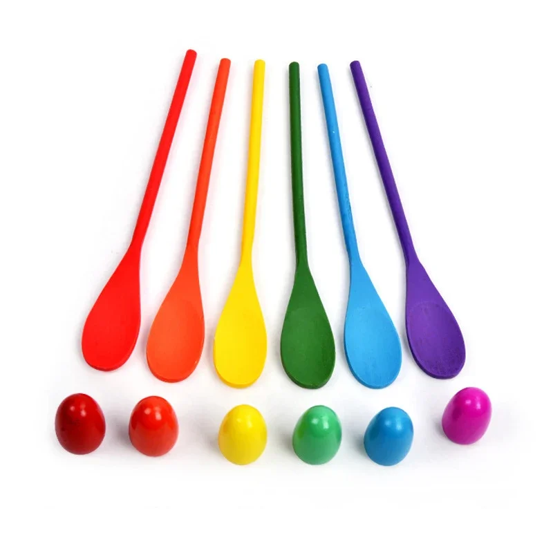 Cucchiaio da equilibrio in legno Uovo Bambini Giocattoli sportivi all'aria aperta Scuola materna Equilibrio Insegnamento Puzzle Aiuta i bambini Bastone di equilibrio Regalo di compleanno