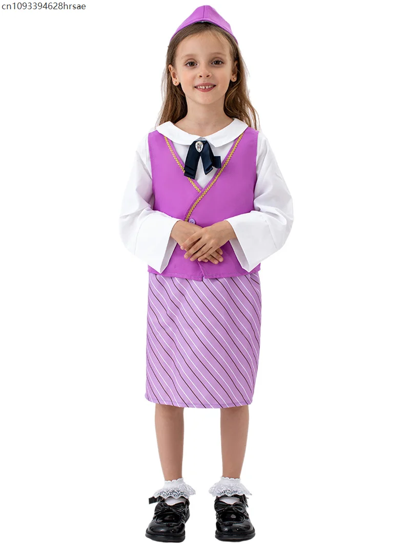 

Toddler Flight Attendant Costume Airline Air Hostess Kids Pilot Cosplay Uniform Child Fancy Dress for Girls Stewardess Costumes