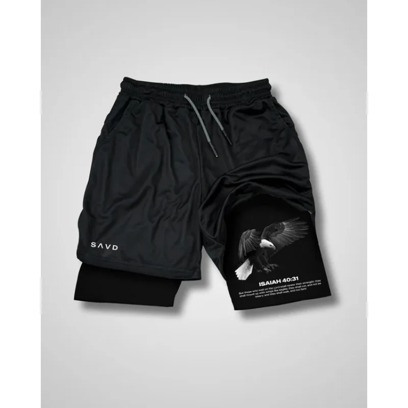 Celana Pendek Olahraga Kasual Cepat Kering Rajutan Tebal Merk Klasik SAVD High Street 2025 Motif Huruf Besar Gramasi Tinggi
