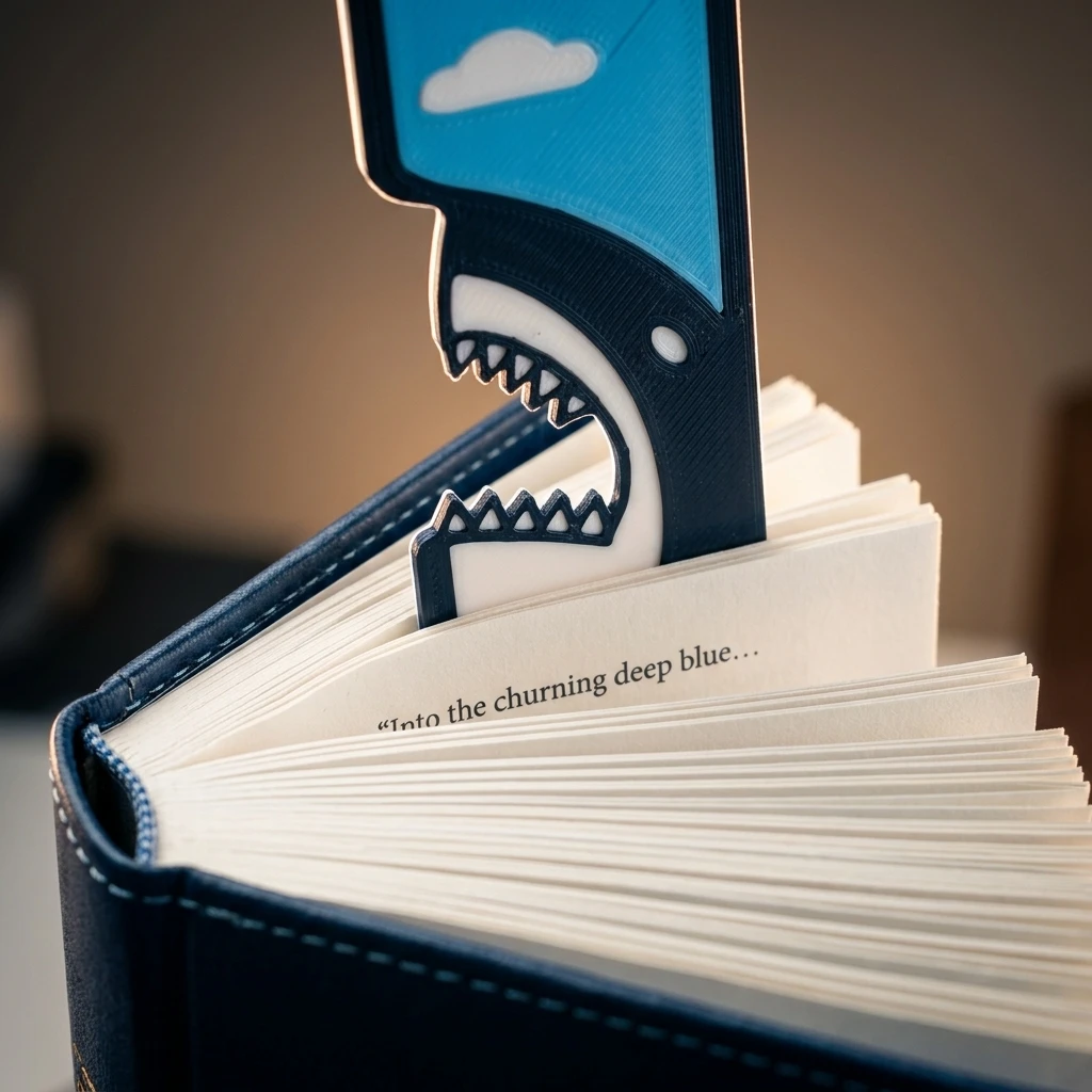 Three-dimensional orca bookmark, cloud-shaped raised pager made of PLA material, fun reading marker and reading accessory