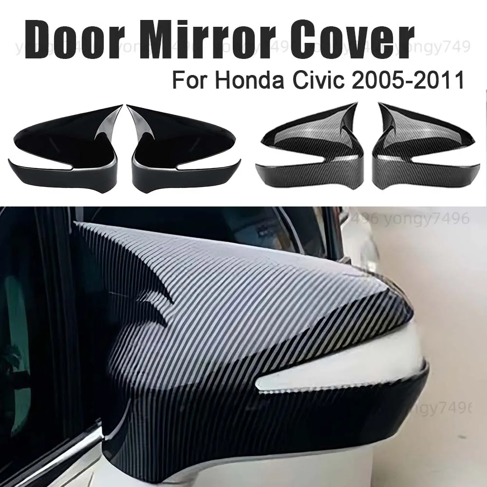 

Car Upgrade Door Mirror Cover For Honda Civic 2005 2006 2007 2008 2009 2010 2011 Carbon Fiber Charred Black High End Model