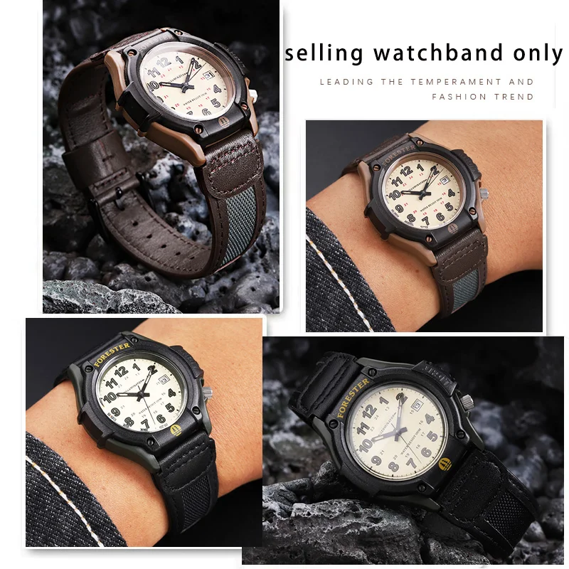 Cowhide Wristband forCASIO Casio Forester FT-500W AW-80V W-89H Retro Waterproof Watch Strap  Butterfly Buckle 19mm watchband