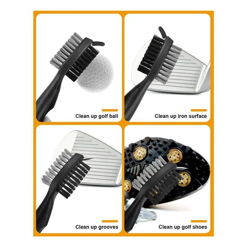 AEF6-2X Golf Club Cleaner Kit, Retractable Golf Brush And 4 Golf Club Groove Sharpener For U & V-Grooves