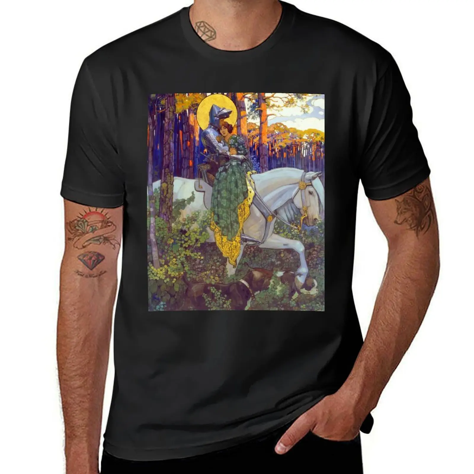 The Legend of Saint George_The Rescue by Maximilian Liebenwein. 1903 T-Shirt hippie clothes Men's cotton t-shirt