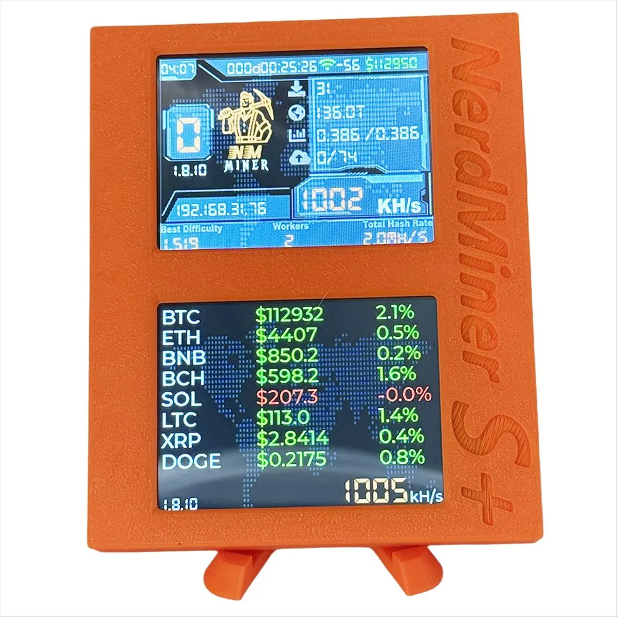618 Mega Sale- S+ 2X1060KH/S Solo Miner Dual Screens Mining/BTC ETH Price Display/Time BTC Crypto with 3D Stand