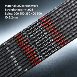 12/24PCS Carbon Arrows Tube ID 6.2 mm Spine 200/250/300/350/400/500 3K Carbon Arrow Shaft For Archery DIY Hunting
