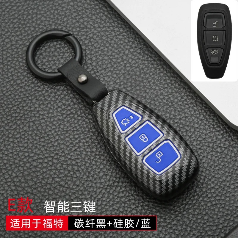 New Carbon Fiber ABS Car Key Case Cover for Ford Fiesta Focus 3 4 Mondeo Ecosport Kuga Focus ST Car Key Remote Key