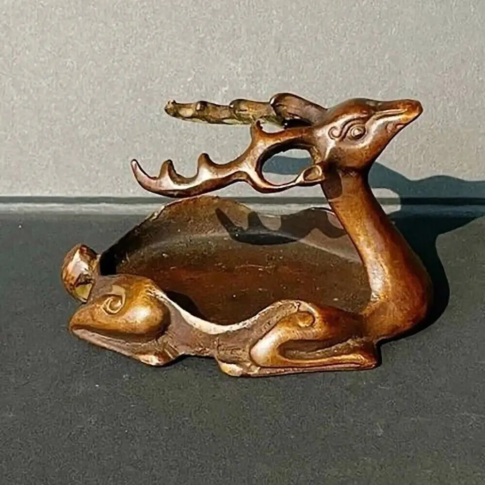 

Bronze Plum Blossom Deer Statue Inkstone Paperweight Collection Decoration