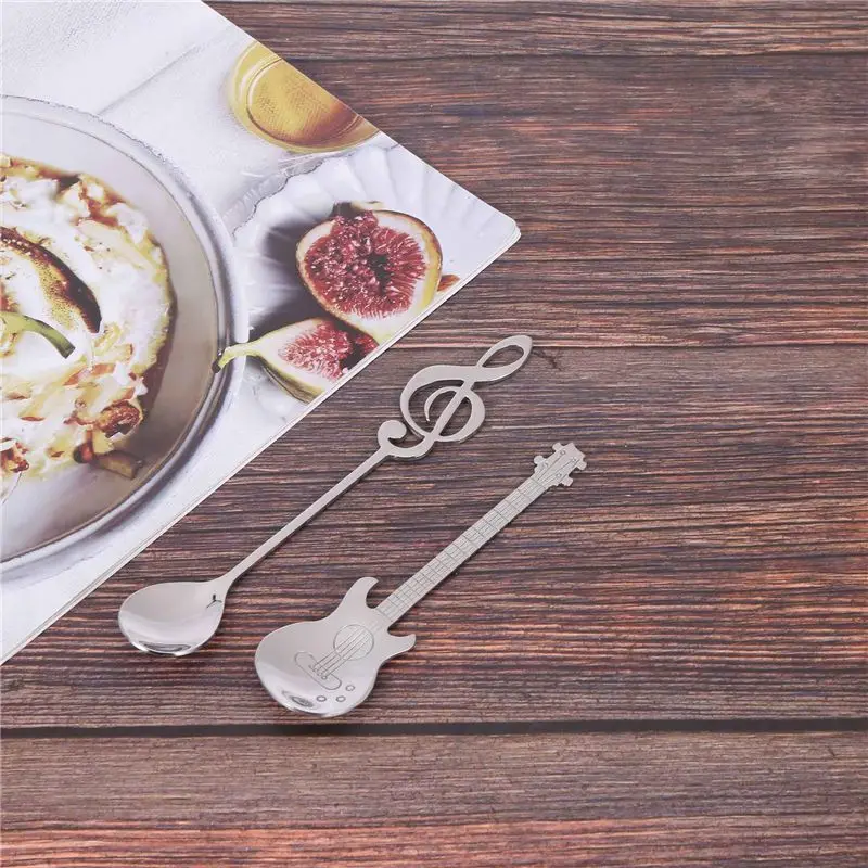AC23-Coffee Spoons,60 Pack Creative Cute Teaspoons Stainless Steel Staff Musical Notation Shaped (30 Music Note +30 Guitar) view 3