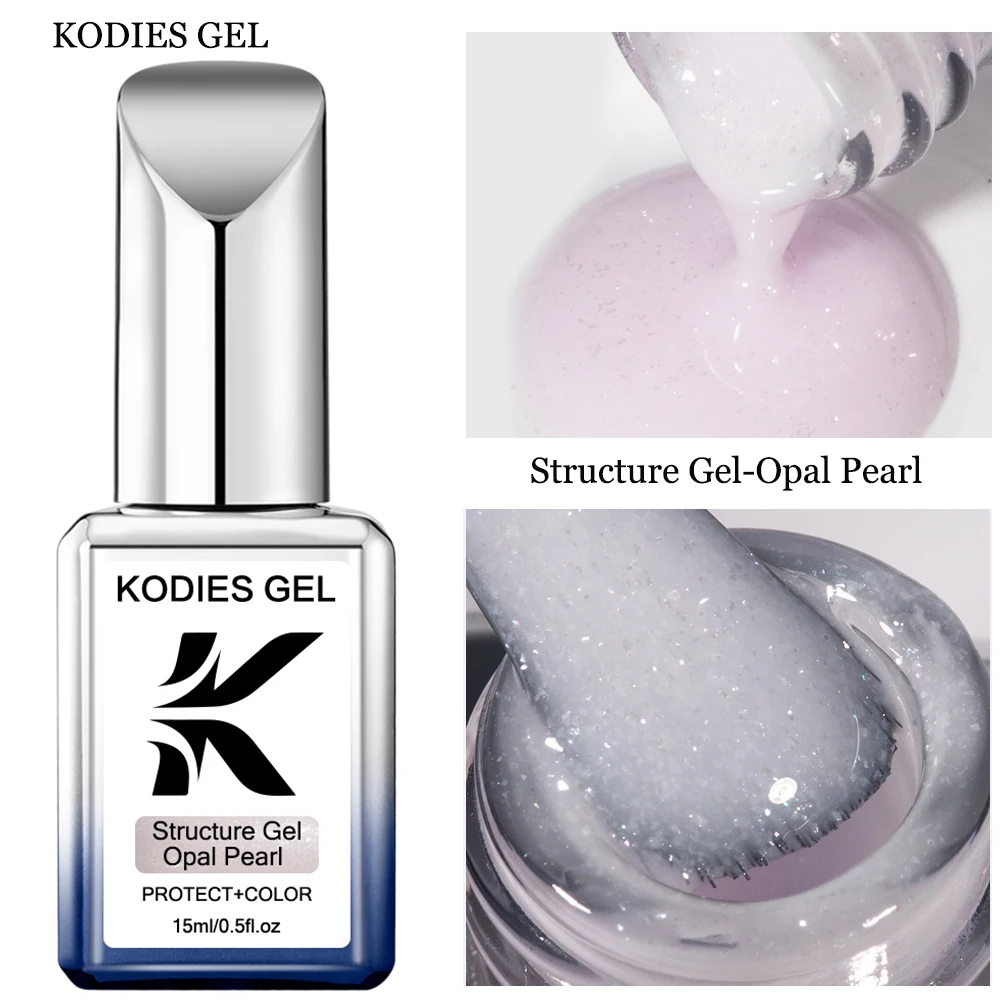 

Гель-лак для ногтей KODIES с опаловым жемчугом и резиновой основой, 15 мл