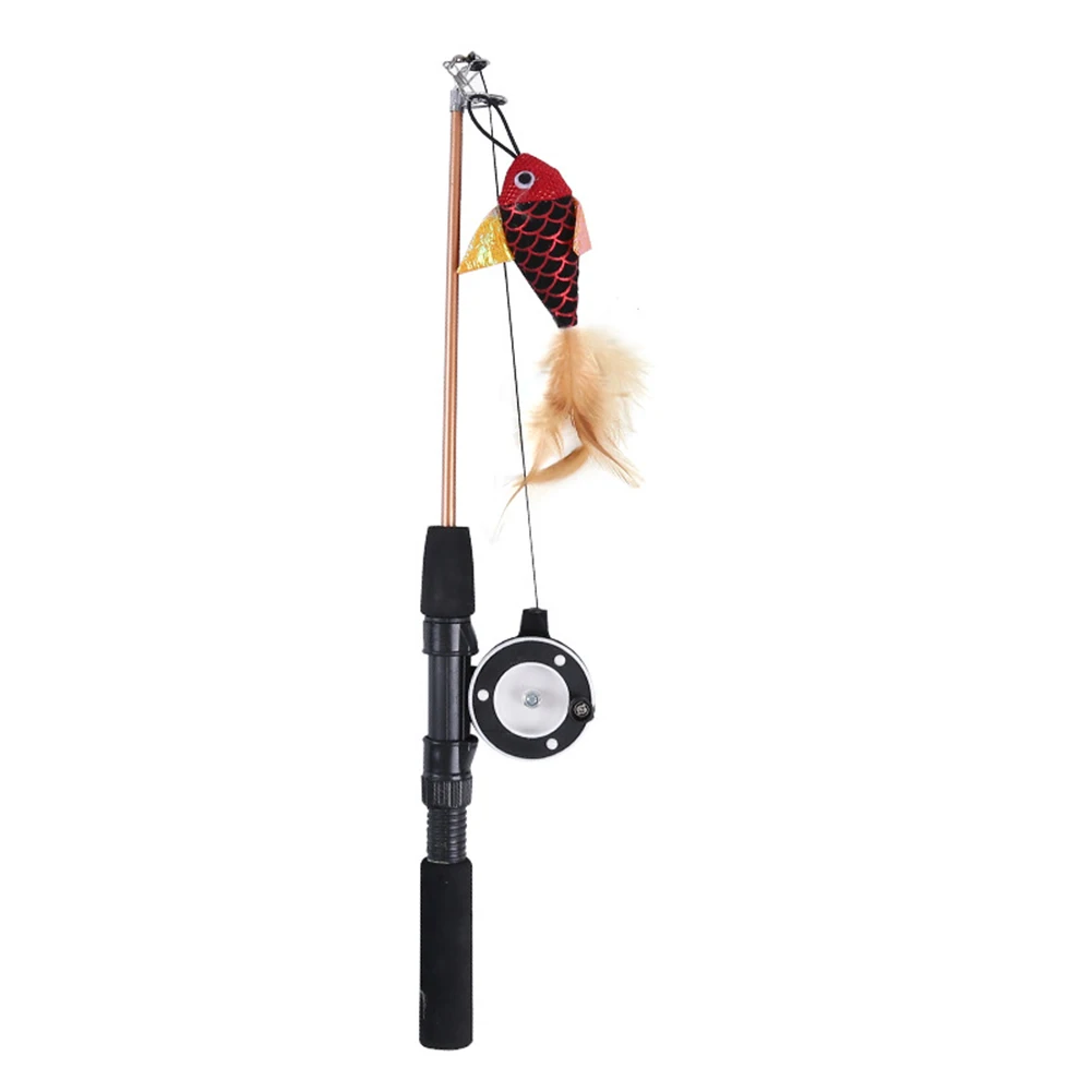 Cat Toy Fishing Rod Realistic Fish Shape Retractable Design Cat Toy Chew Toy for Cats