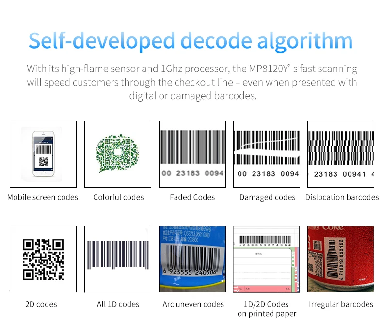 Desktop Barcode Scanner, Hands-Free USB Wired QR Barcode Reader, 1D 2D Bar Code Image Sensing for Warehouse, Supermarket