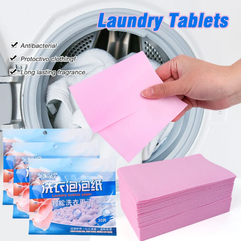 Portable Laundry Sheet Fruit Crystal Laundry Bubble Paper Cleaning Sheet Strong Decontamination Scent Lasting Laundry Tablets