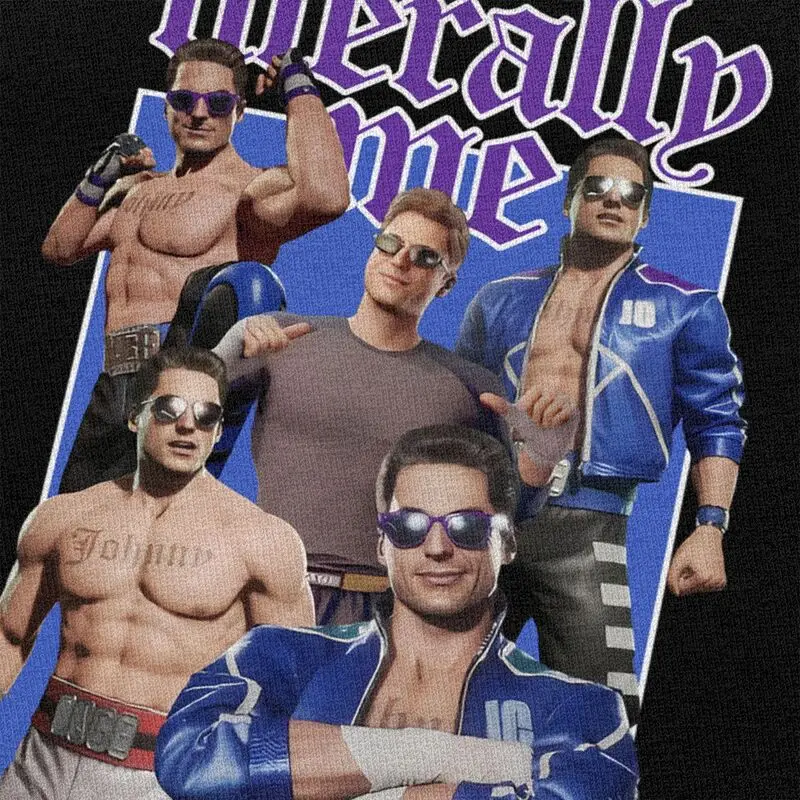 Custom Johnny Cage Literally Me T Shirt Men Pure Cotton Tshirt Unique Tee Short Sleeves Mortal Kombat T-shirt Loose Fit Clothing