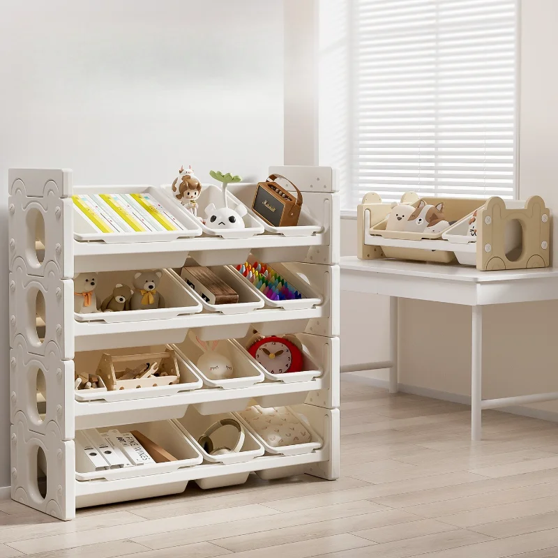 Toy Storage Organizer for Kids Multi Level Toy Shelf Rack Children's Book Storage Cabinet Toddler Playroom Nursery Organizer