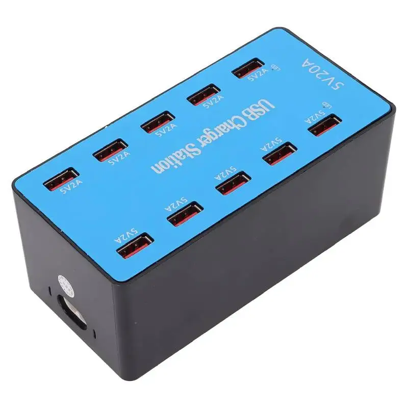 

100 Вт 10-портовая USB-зарядная станция 20 А Умное быстрое зарядное устройство для Samsung Xiaomi iPad iphone