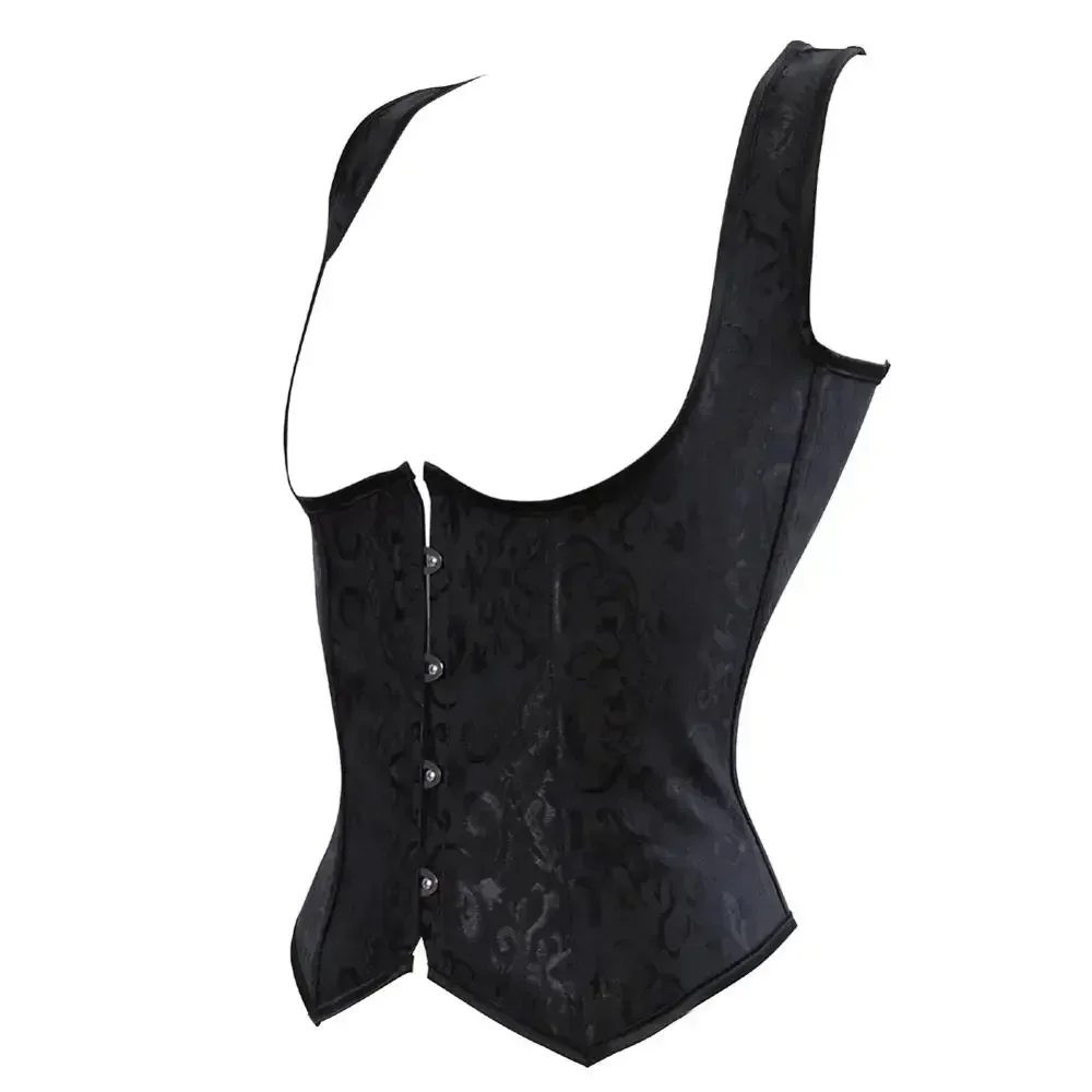 Women Corset Pirate Lace Up Bustier Steampunk Underbust Corsets Sexy Embroidery Strap Bustier Plus Size Graduation Party Outfits