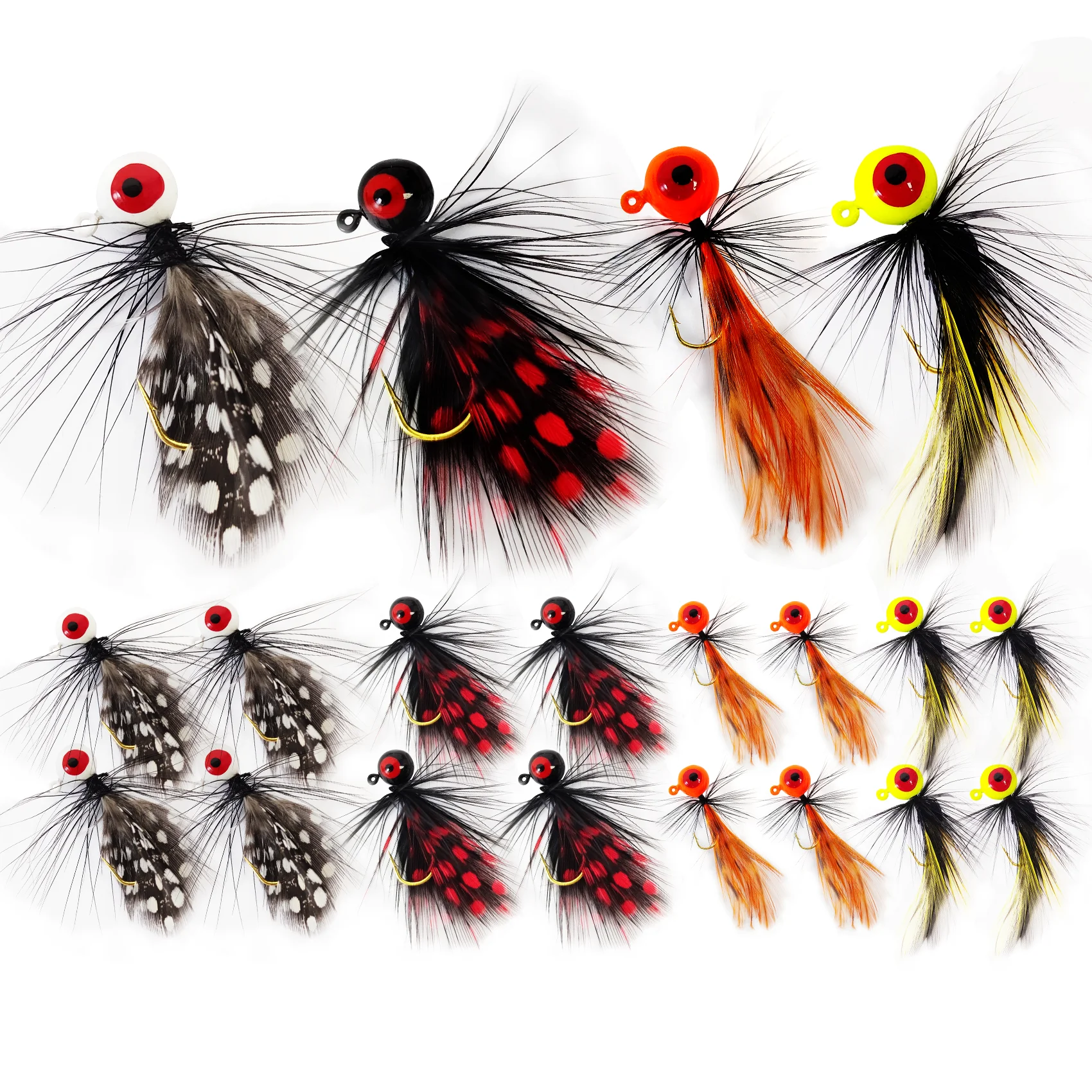Eupheng Feather Jig Marabou Jig Metal Jig Head Hook Fishing Crappie Lure for Trout Crappie Walleye Panfish