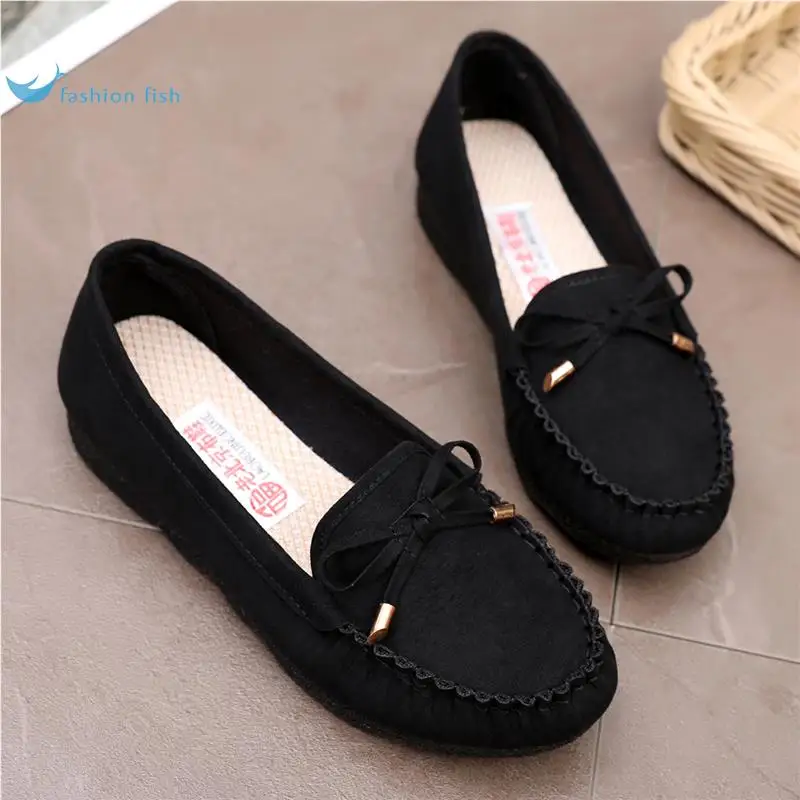 

Женские повседневные рабочие туфли Beijing Ladies Single, мягкие, нескользящие, черные, большие размеры 42-43, удобные, дышащие, для ходьбы