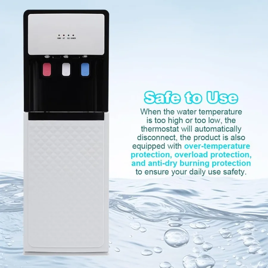 Диспенсер-кулер для воды с нижней загрузкой и 3-мя настройками температуры для горячей и холодной воды в помещении, идеально подходит для дома и из