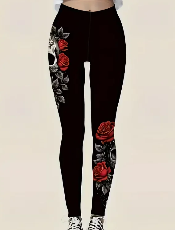 

Женские леггинсы с принтом скелета на Хэллоуин, эластичные леггинсы для тренировок, тонкие колготки, сексуальные модные штаны для йоги, модные крутые брюки