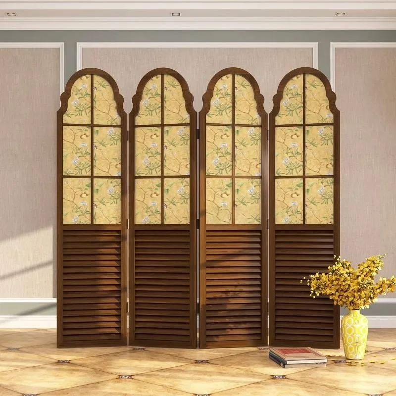 American retro European screen, partition living room hotel decoration mobile semi-transparent cover porch folding folding
