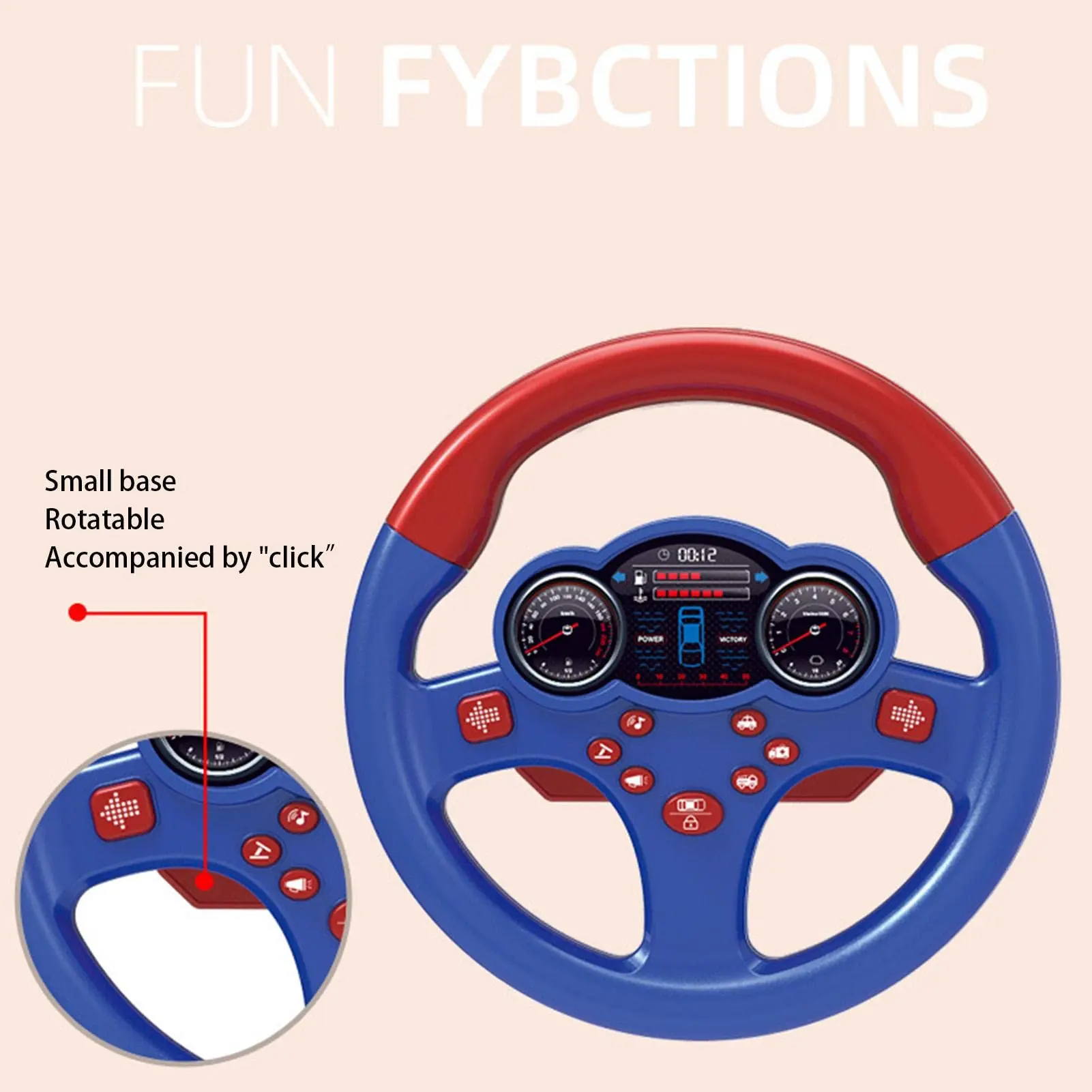 Multi-Sensory DriveSim Wheel - 7 Sound & Light Modes Kids Steering Wheel Toy with Real Engine Vibration