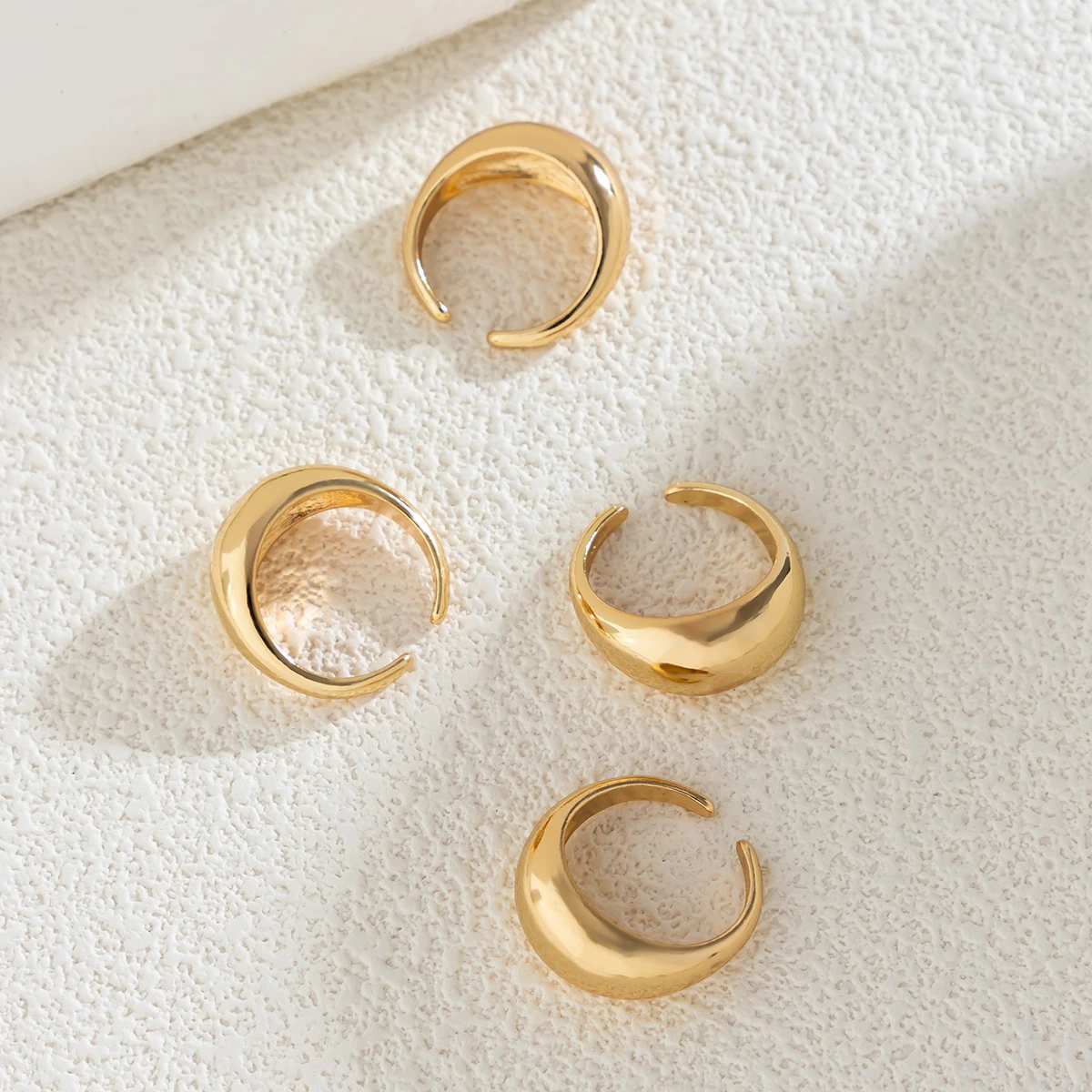 4 Pcs/Set Open Smooth Curved Surface Rings Set for Women Trendy Simple Finger Ring on Hand Accessories 2023 Fashion Jewelry Gift image 4