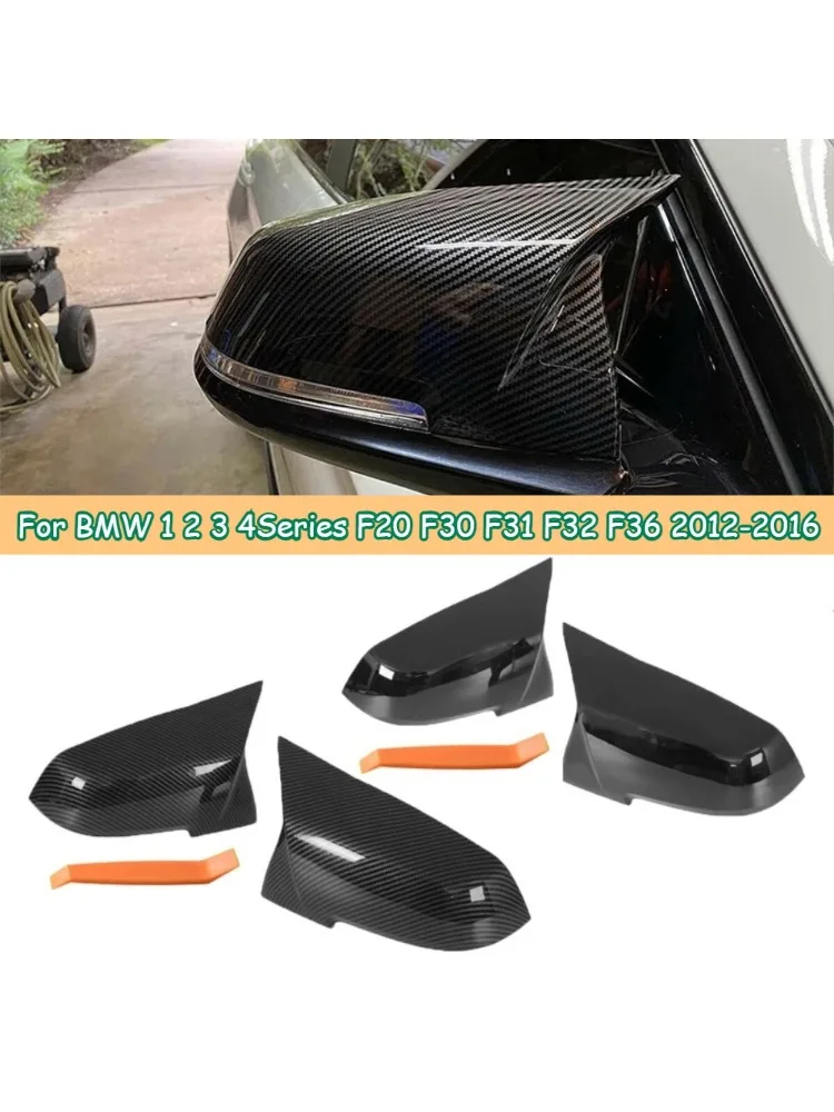Spiegelkap voor BMW 1 2 3 4 Serie F20 F21 F30 F31 F32 F36 X1 E84 Zwart/Carbon Patroon Vervangende Kap Auto Accessoires - afbeelding 2