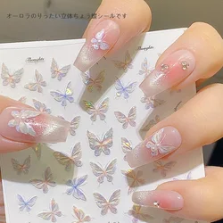 Autocollants colorés pour les ongles, motif papillon, aurore, printemps, été, décalcomanie, décoration de manucure, 1 pièce