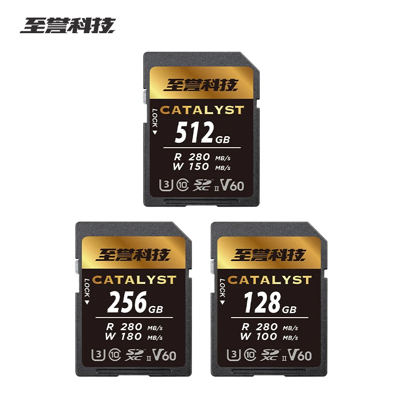 EXASCEND SD Card 128GB Memory Card U3 V60 Catalyst SDXC UHS-II C10 256GB 512GB Original 280MB/s 3D TLC 3.3V SD card for Camera