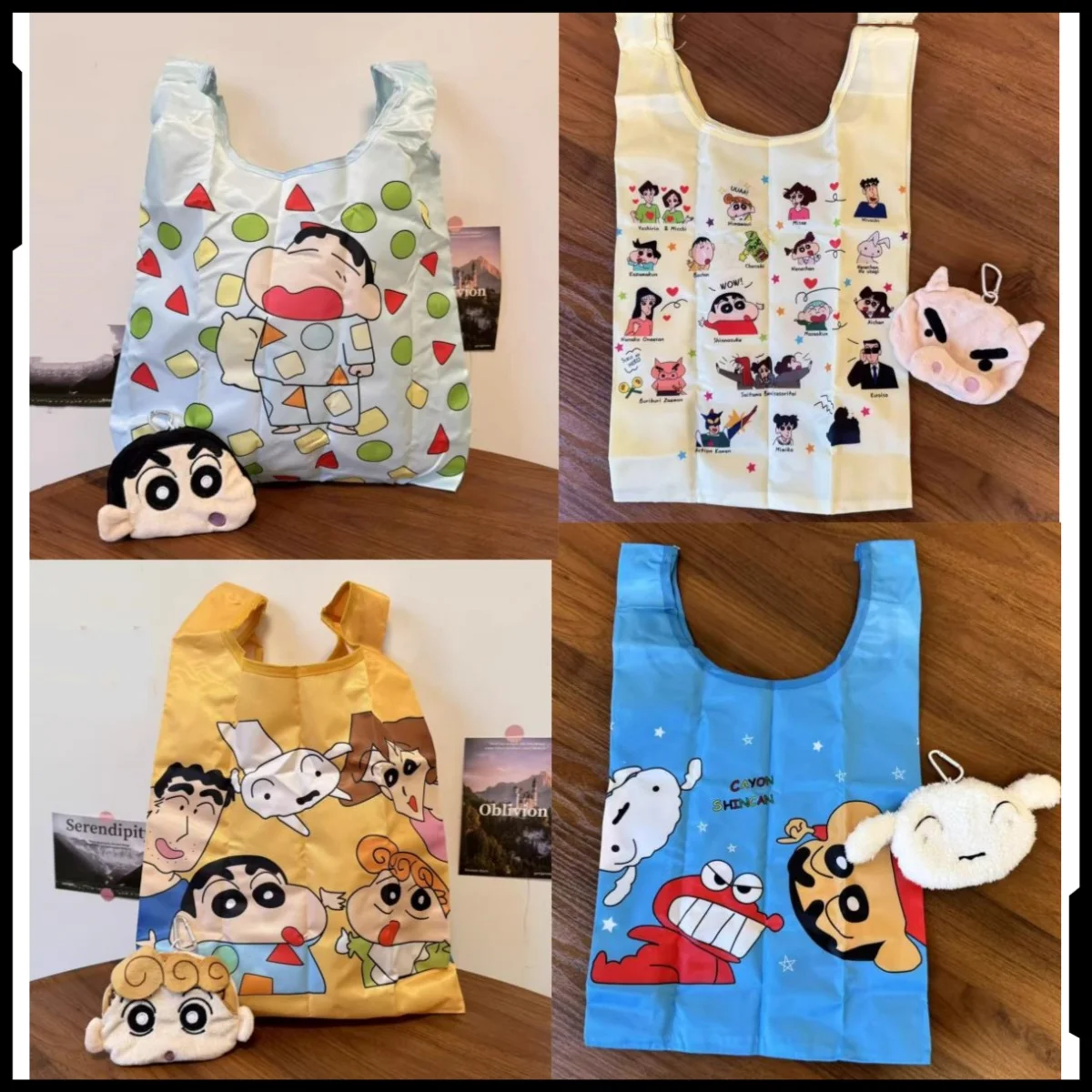 Bolsa de Compras Plegable de Dibujos Animados Japoneses Crayon Shin-chan Xiaokui, Bolsa de Supermercado, Bolsa Reutilizable Portátil, Venta al por Mayor