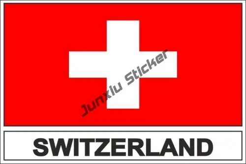 Switzerland with Flag Sticker CH Country Code Vinyl Reflective Decal Germanic Home Pride Travel Car Truck Oval Waterproof Decor