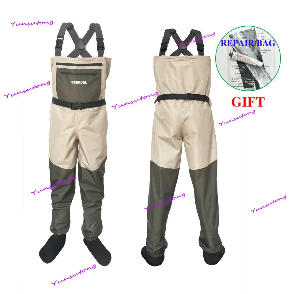 

Fly Fishing Waders Clothing Portable Chest Overalls Waterproof Clothes Wading Pants Stocking Foot Good JEERKOOL For Fish Shoes