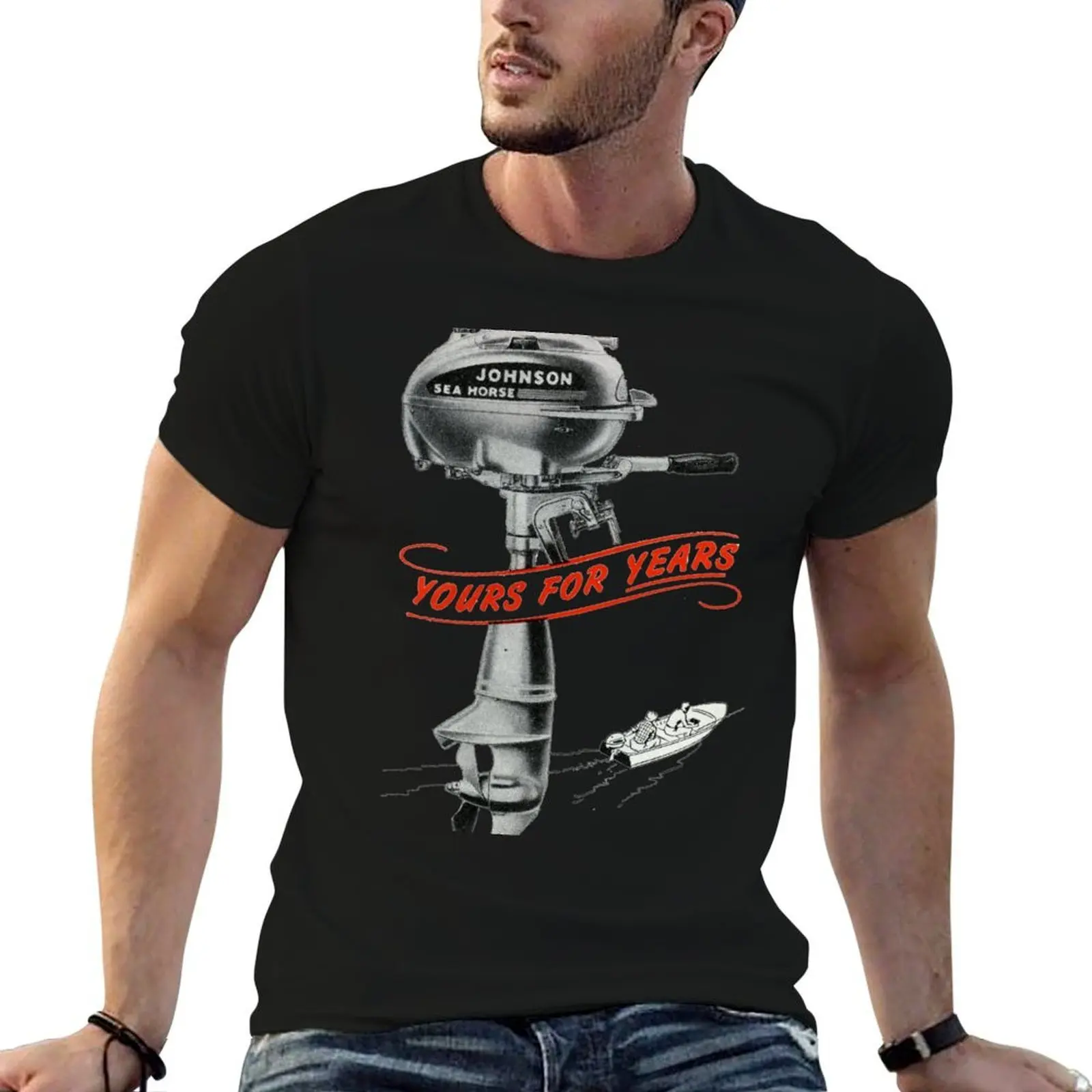 

The 1950s Favoured Outboard. Johnson Sea Horse T-Shirt man t shirt heavy cotton man graphic t shirt T-Shirt